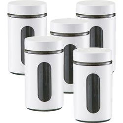 Zeller voedsel keuken voorrraadpot - 6x - metaal - wit - 900 ml - Voorraadblikken