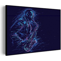 Muurwerken Akoestisch Schilderij - Kleurrijke Saxofonist 02 - Geluidsdempend Wandpaneel - Wanddecoratie - Geluidsisolatie - BASIC (AW 0.65) S (70x50)