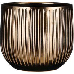 Mica Decorations Palm leaf Bloempot - 29x29x25 cm - Keramiek - Brons