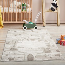 Tapijtenloods Mara Poesje Vloerkleed Kinderkamer Creme Laagpolig Tapijt- 160x230 CM