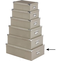 5Five Opbergdoos/box - beige - L48 x B33.5 x H16 cm - Stevig karton - Crocobox - Opbergbox