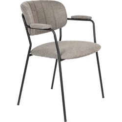 Housecraft Living Jolien Eetkamerstoelen met armleuning Zwart/Grijs - Set van 2