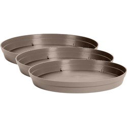 EDA Bloempot onderschaal Toscane - 3x - kunststof - taupe - D35 cm - Plantenpotten
