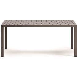 Kave Home - Culip buitentafel in aluminium met bruine afwerking 180 x 90 cm