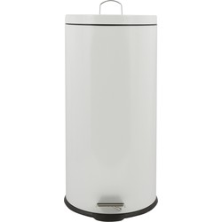 MSV Prullenbak/pedaalemmer - metaal - wit - 30 liter - 29 x 63 cm - Medium-size - Pedaalemmers