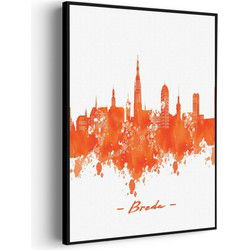 Muurwerken Akoestisch Schilderij - Skyline Breda Watercolor Paint - Geluidsdempend Wandpaneel - Wanddecoratie - Geluidsisolatie - PRO (AW 0.90) S (50X70)