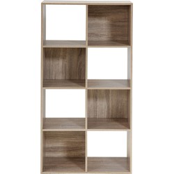 8 vakken boekenkast, eiken decor - H124,2 cm