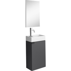 Badplaats Toiletmeubel Apollo 40 x 22 cm - Antraciet - Fonteinmeubel met Wastafel en Spiegel