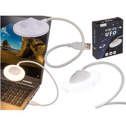 Out of the Blue LED Leeslamp met buigbare steel - wit - 33 cm - USB poort - Ufo lampje - boek lezen - Klemlampen