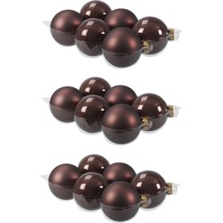 24x stuks glazen kerstballen donkerbruin (chestnut) 8 cm mat/glans - Kerstbal