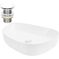 Wastafel incl. afvoergarnituur wit zonder overloop 55x42x14 cm wit keramiek ML design