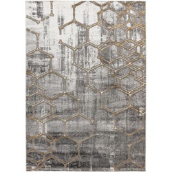 Tapijtenloods Fashion Club - Laagpolig Vloerkleed - Design Tapijt - Grijs Goud- 200x290 CM