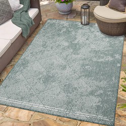 Tapijtenloods Duo Binnen en Buiten Vloerkleed Dubbelzijdig Outdoor Laagpolig Tapijt Groen- 160x230 CM