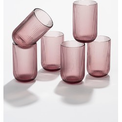 Mica Decorations Merlot Drinkglas - Set van 6 - 400 ml - Glas - Paars	