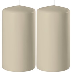 2x Kaarsen beige 6 x 10 cm 36 branduren sfeerkaarsen - Stompkaarsen