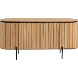 Kave Home - Licia massief mangohouten dressoir met 4 deuren en zwart gelakt metaal, 170 x 80 cm