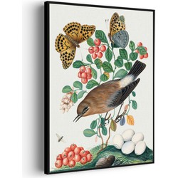 Muurwerken Akoestisch Schilderij - Prent Natuur Vogel en Bloemen 05 - Geluidsdempend Wandpaneel - Wanddecoratie - Geluidsisolatie - PRO (AW 0.90) XXL (107X150)