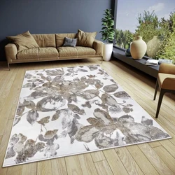 Gebloemd vloerkleed - Shine Wit/Grijs/Bruin - 160 X 235 CM