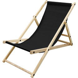 Ligstoel opvouwbaar 117x52x10 cm Zwart van hout