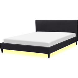 Beliani FITOU - Tweepersoonsbed met LED-verlichting-Zwart-Polyester