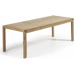 Kave Home - Briva uitschuifbare tafel in eikenfineer met natuurlijke afwerking 200 (280) x 100 cm