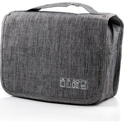 Decopatent® Ophangbare Toilettas met Haak - Dames & Heren - Travel bag Organizer - Waterdichte Reis tas - Mannen & Vrouwen - Grijs