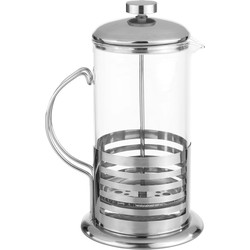 French press koffie/thee maker/cafetiere glas/RVS 1liter - Cafetiere