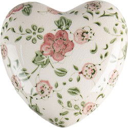 Clayre & Eef Decoratie  11x4 cm Roze Beige Keramiek Bloemen