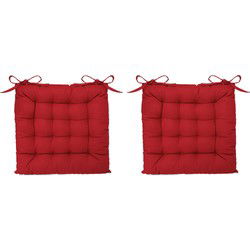 Atmosphera Stoelkussen - 4x - rood - katoen - 38 x 6 cm - zitkussen - tuinstoelkussens