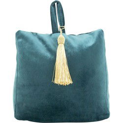 Mars & More Deurstopper - fluweel - petrol blauw kleurig - 17 cm - Deurstoppers
