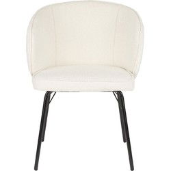 Eetkamerstoel Wit Stof - Zithoogte 49,5cm - 60x60x81cm - Joa - Set van 2
