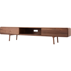 Fawn lowboard 2 drawers houten tv meubel walnut - 220 x 45 cm