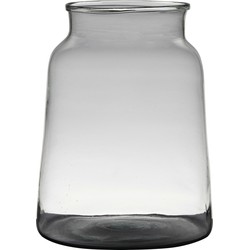 Transparante/grijze stijlvolle vaas/vazen van gerecycled glas 30 x 23 cm - Vazen
