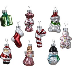 Decoris kersthangers - kerst figuurtjes- 9x - glas - Kersthangers