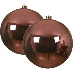 2x stuks grote kunststof kerstballen lippenstift roze 14 cm glans - Kerstbal