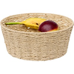 5Five Fruitschaal/fruitmand Quito - netaal/touw - D28 x H11 cm - beige - rond - Fruitschalen