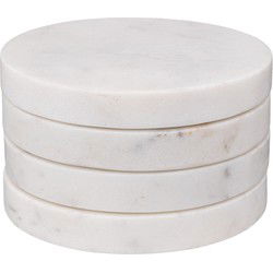 Secret de Gourmet Onderzetters glazen - 4x - Marmer - Wit - Glazenonderzetters
