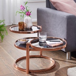 Pippa Design moderne salontafel met 3 glasplaten - koper