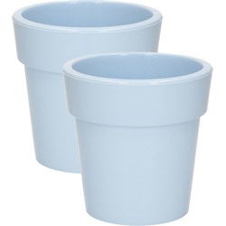 Hega Hogar Plantenpot - 2x - lichtblauw - kunststof - 25 x 25 cm - Plantenpotten