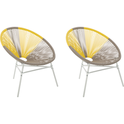 ACAPULCO  - Tuinstoel set van 2 - Beige/Geel - PE rotan