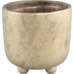 PTMD Alexi Ronde Bloempot Op Pootjes - H20 x Ø20 cm - Keramiek - Goud
