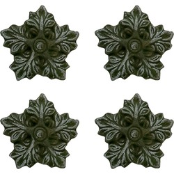 Clayre & Eef Deurknop Set van 4  5x3x5 cm Groen Keramiek Bladeren Meubelknop