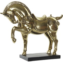 Items Home decoratie dieren beeldje - Paard - 24 x 25 cm - voor binnen - goud kleur - Beeldjes