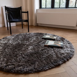 Rond Hoogpolig vloerkleed Fender Antraciet/zwart Antraciet,Zwart,Grijs/antraciet - Polyester
