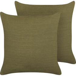 SAGINA  - Sierkussen set van 2 - Groen - 45 x 45 cm - Linnen