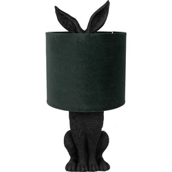 Clayre & Eef Tafellamp Konijn Ø 20x43 cm Zwart Groen Kunststof