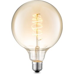 Edison Vintage LED filament lichtbron Globe - Amber - G125 Spiraal - Retro LED lamp - 12.5/12.5/17cm - geschikt voor E27 fitting - Dimbaar - 4W 280lm 2700K - warm wit licht