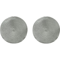 2x stuks ronde placemats zilver 38 cm van kunststof - Placemats