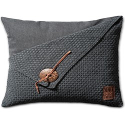 Knit Factory Barley Sierkussen - Antraciet - 60x40 cm - Inclusief kussenvulling