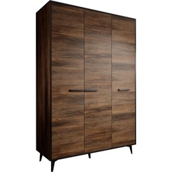 Meubella Kledingkast Frey - Donker eiken - Zwart - 135 cm